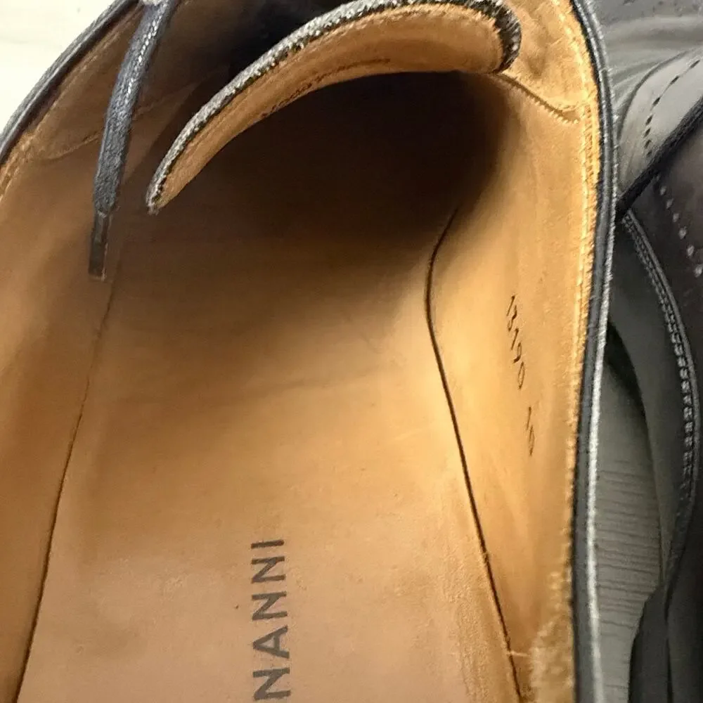 Magnanni Vaughan Dress Shoes Mens Size 10 M Oxford Hand Painted Dark Brown Spain